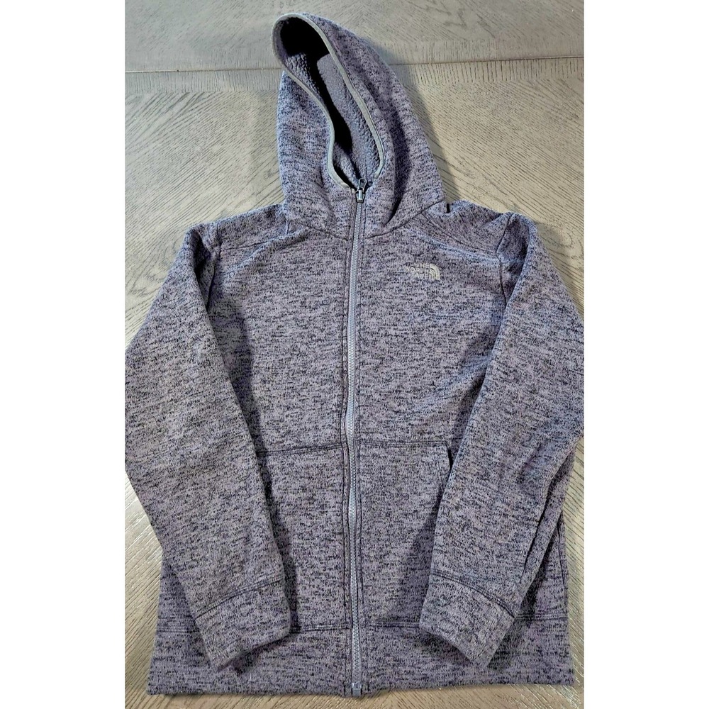 The North Face Boys Gordon Lyons Full Zip Hoodie Gray Heather Fleece Large 14/16
